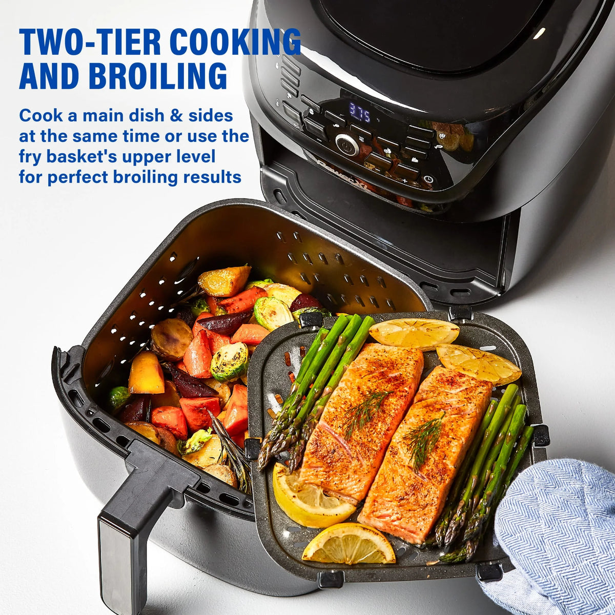 6-Qt Digital Air Fryer with 10 Presets, Black B704