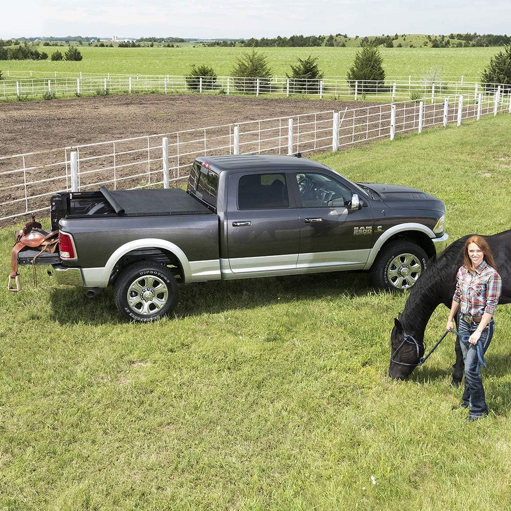 Soft Roll Up Truck Bed Tonneau Cover, Black T559
