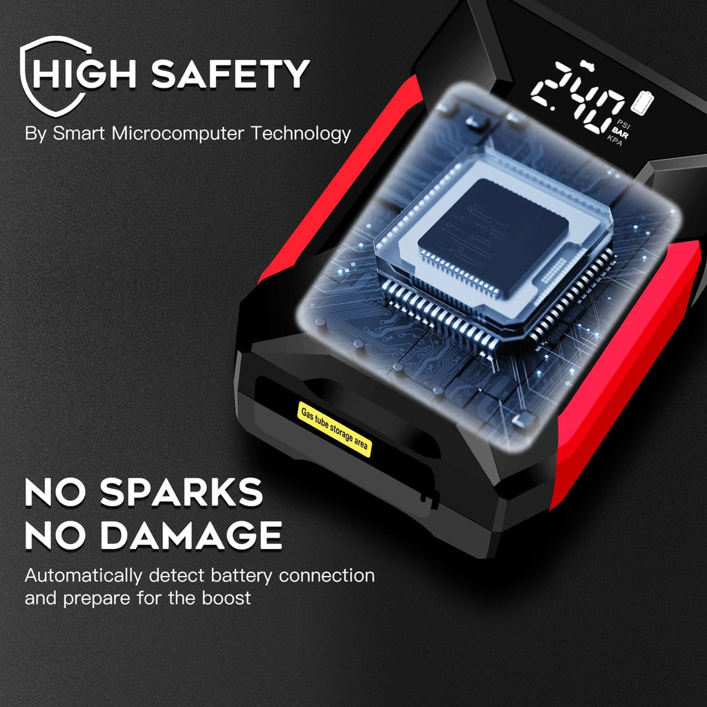 4000A Peak Car Jump Starter with Air Compressor and Emergency LED Light E9548