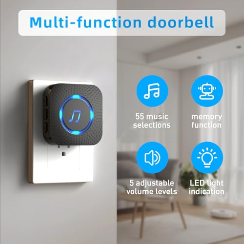 Wireless Door Sensor Chime 500 FT Range 26 Chimes 2 Sensors 1 Receiver B57251