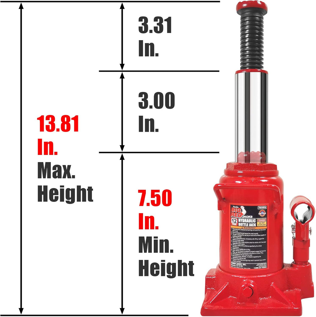 20 Ton Hydraulic Bottle Jack, Red, Pack of 2 A651005