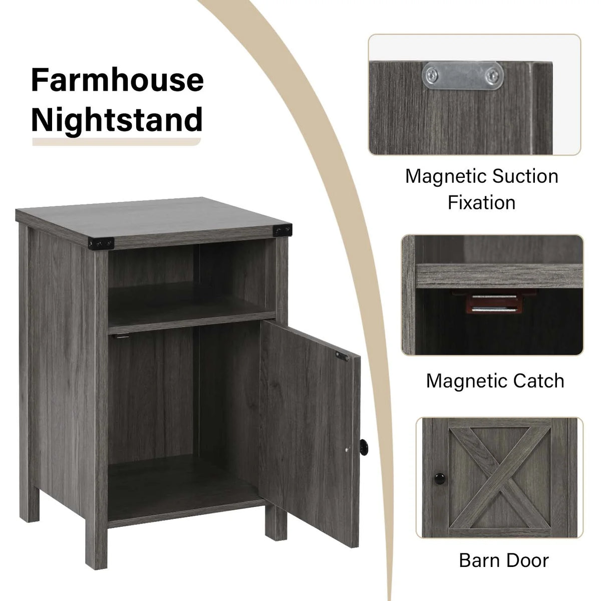 Set of 2 Grey Wash End Table F38685