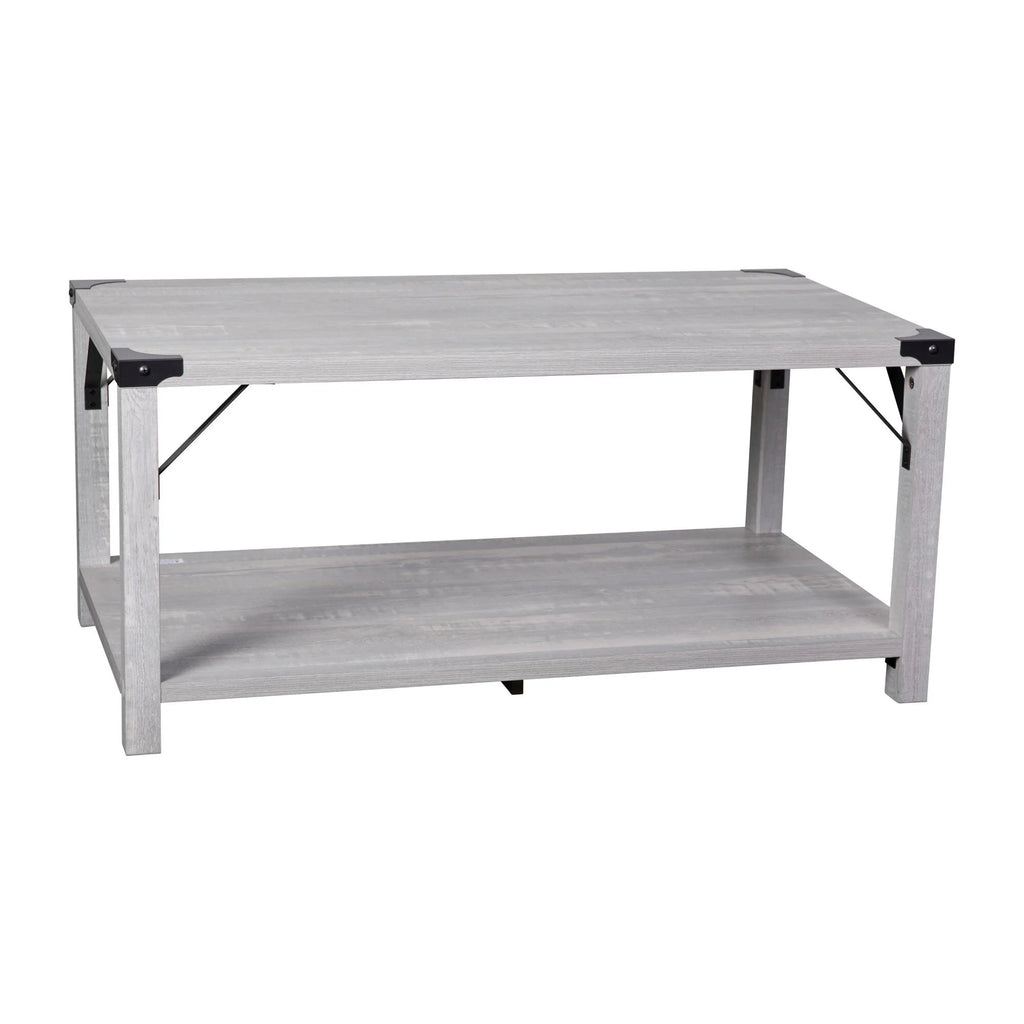 2-Tier Coffee Table with Metal Side Braces and Corner Caps Aspen Gray G3190