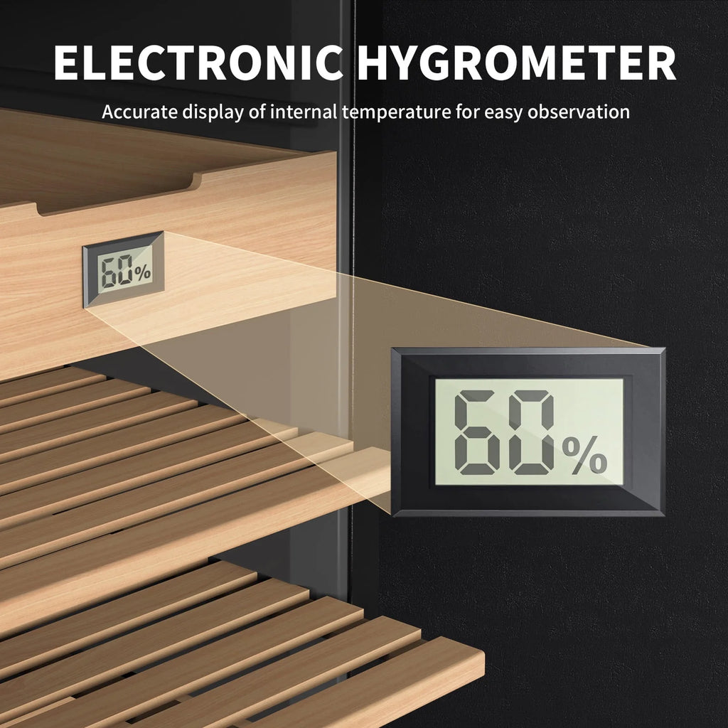48L Electric Cigar Humidor with Cedar Shelves & Hygrometer Q955