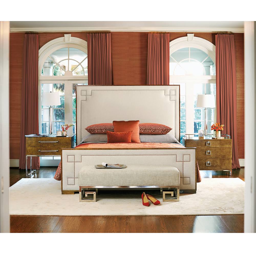 Dark Caramel Queen Upholstered Panel Bed S81132
