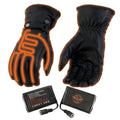 Black Leather Heated Winter Gloves with Battery X-Large E264484