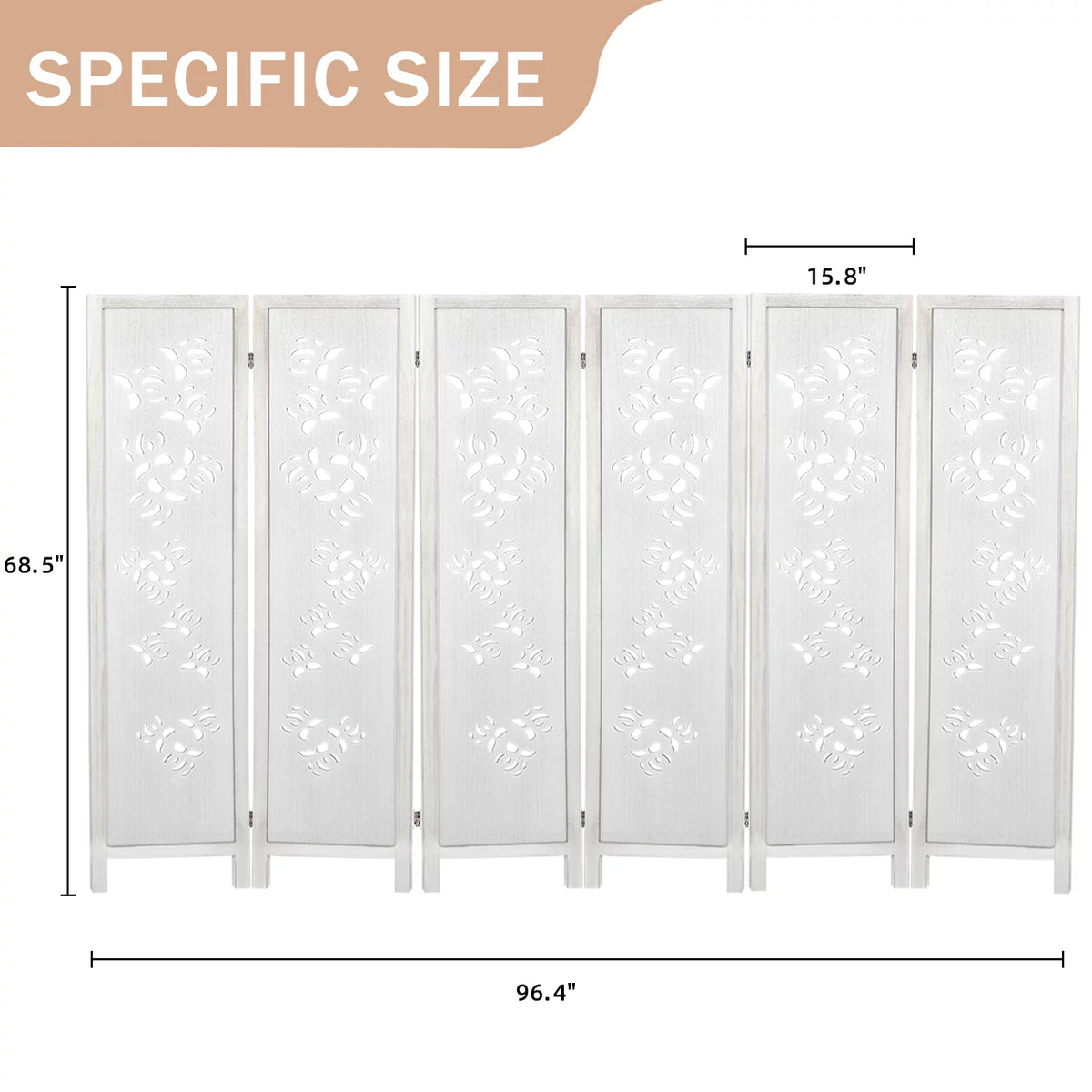 6 Panel Wooden Folding Room Divider Z415380