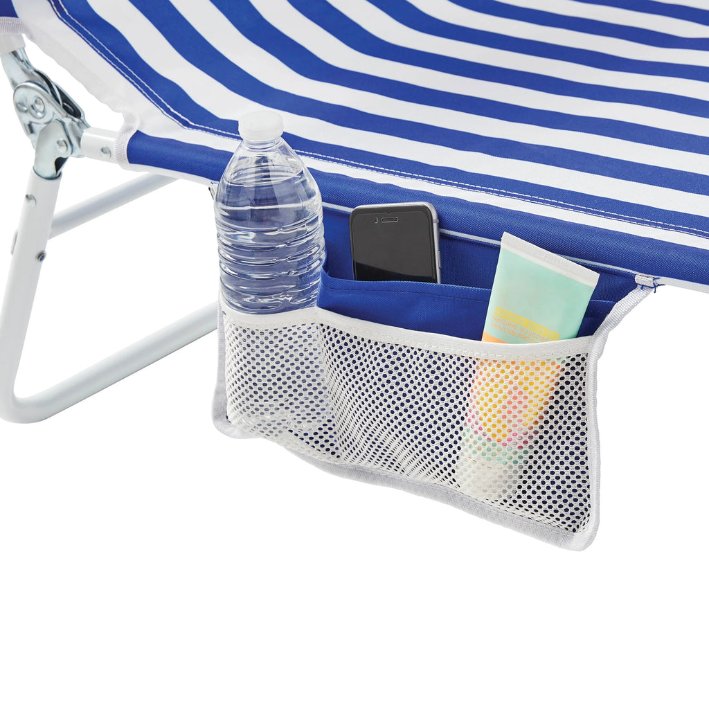 Blue & White Stripe Folding Beach Lounger 2-Pack L666