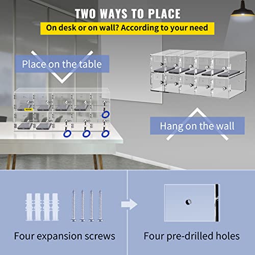 20 Slots Acrylic Wall-Mounted Cabinet with Door Locks and Keys U82090