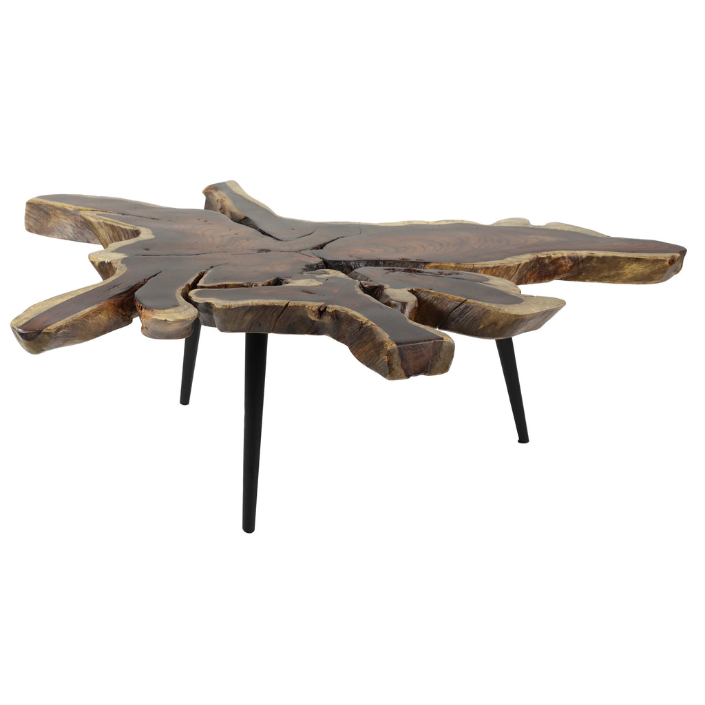 Brown Wood Coffee Table with Black Metal Tripod Legs N976723