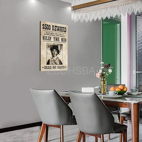 Retro Poster Old West Gunslinger Billy The Kid Wanted Poster 12x18inch D852