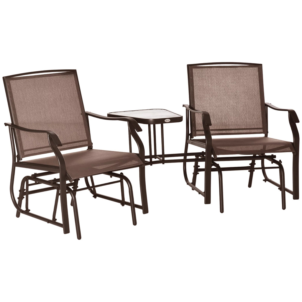 2 Person Sling Fabric Double Glider Rocker Chair with Table Q984