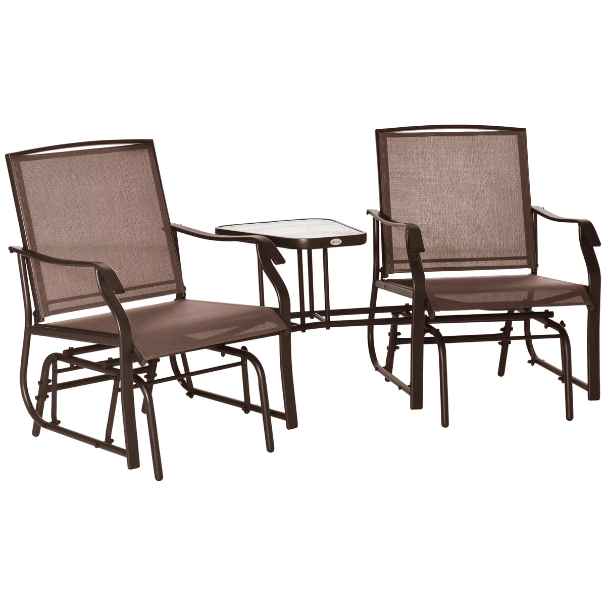 2 Person Sling Fabric Double Glider Rocker Chair with Table Q984