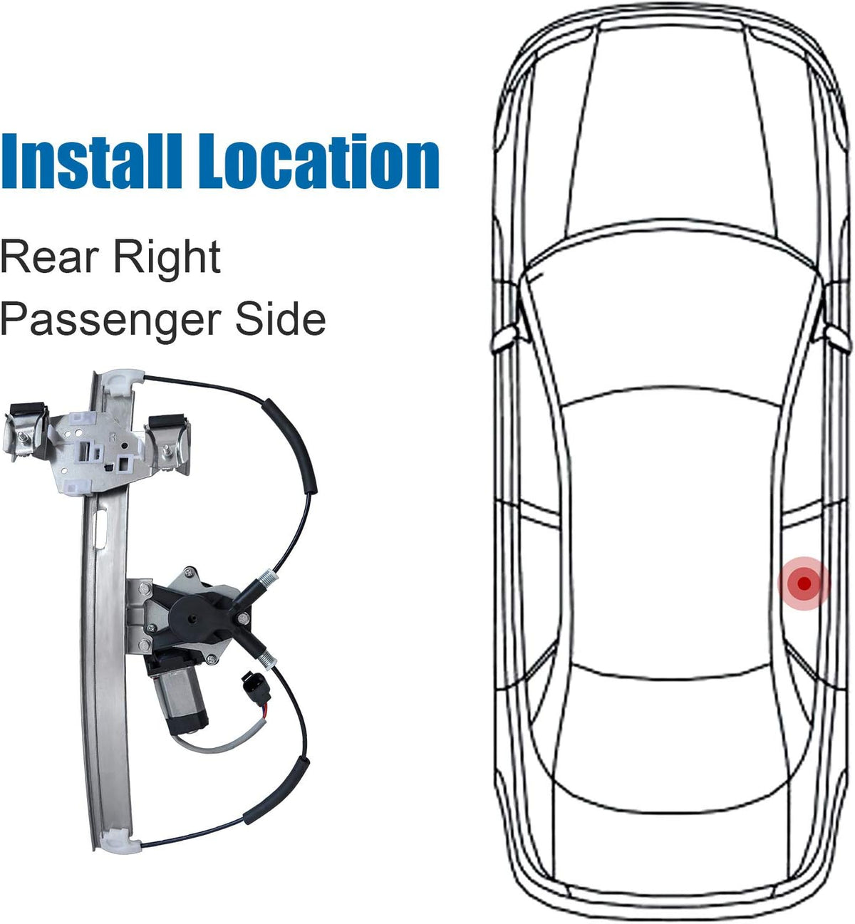 Power Window Regulator with Motor Passenger Side Rear Right, Pack of 2 M38392