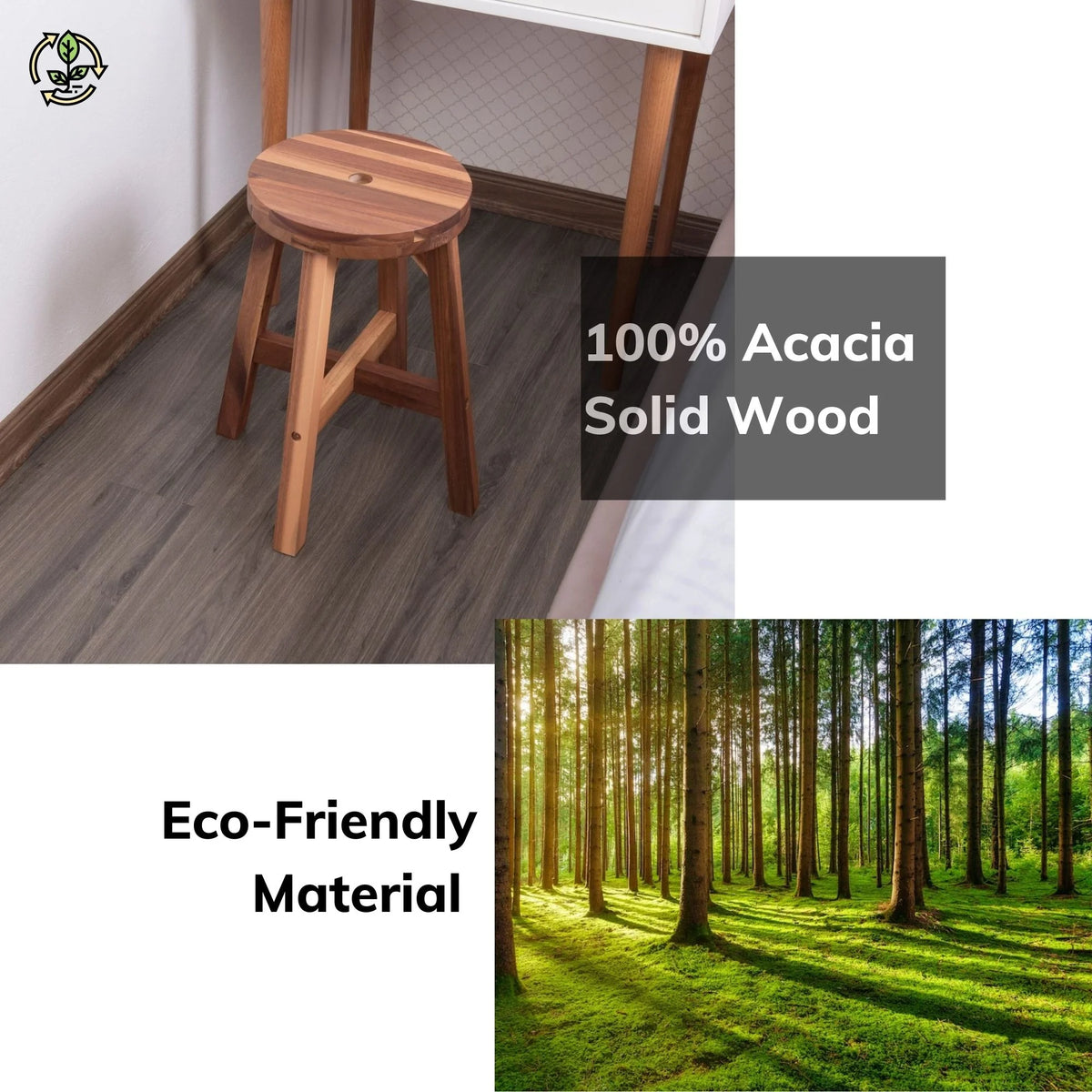 Acacia Wood Stool Round Top Natural Color R95075