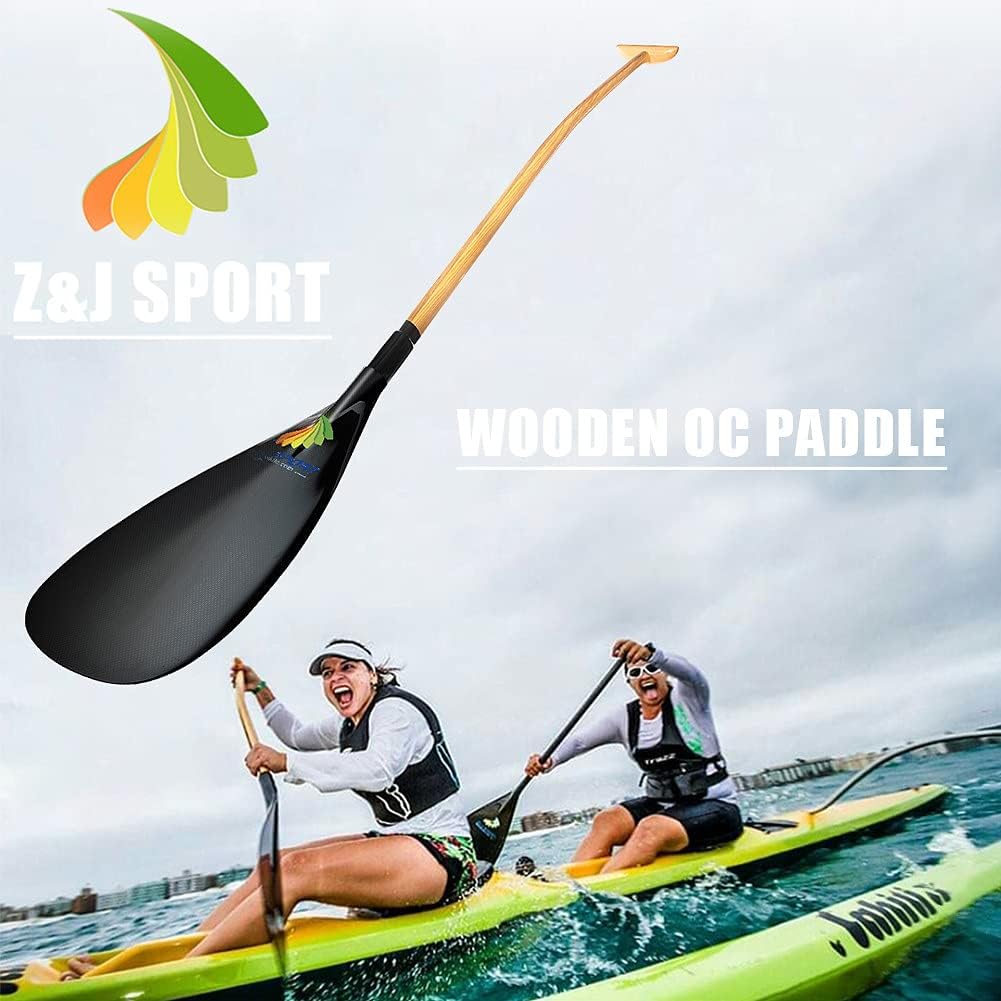 Outrigger Canoe Paddle with Carbon Blade and Wood Bent Shaft U525