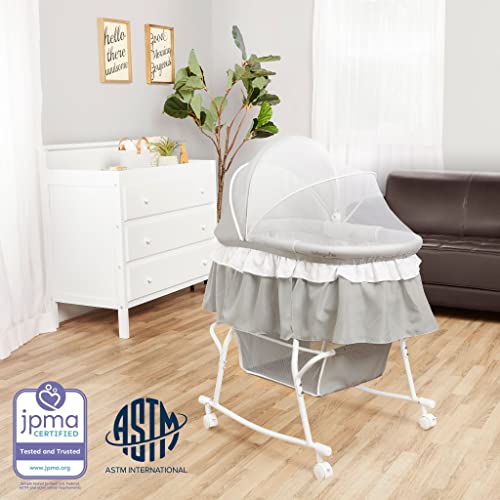 Portable 2-in-1 Bassinet & Cradle in Blue and White with Storage Basket U625713