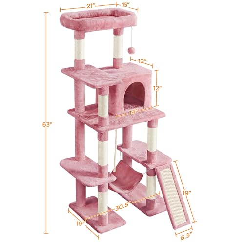 63 Inches Tall Cat Tree with Scratching Posts E510