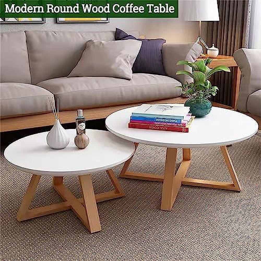 Solid Wood Round Coffee Table 28'' White W192