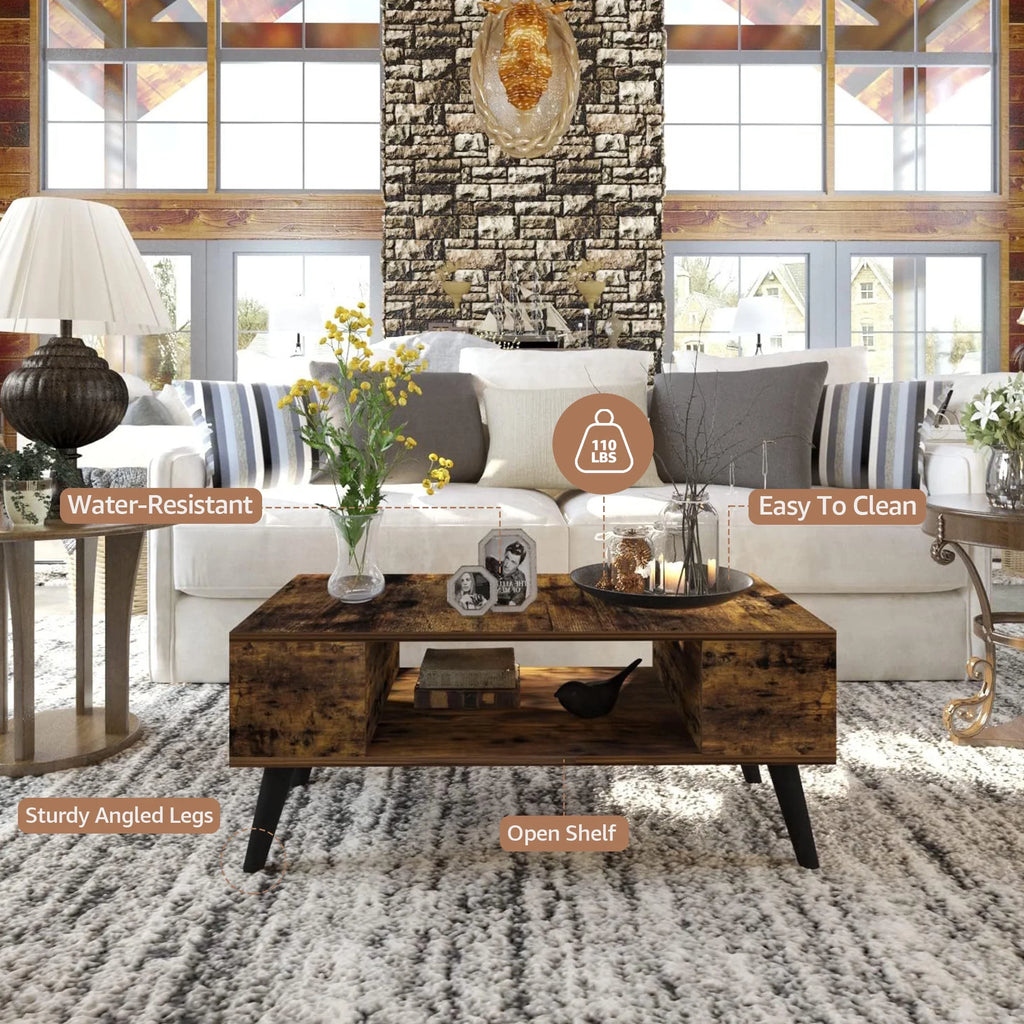 Rectangle Wooden Coffee Table with Open Storage K8404