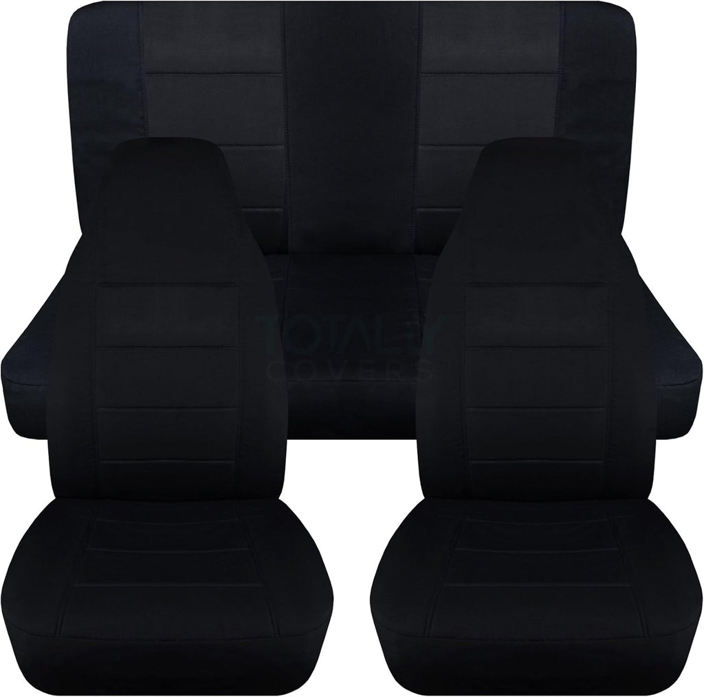 Black & Purple Full Set Front & Rear Seat Covers for 2-Door Jeep Wrangler TJ D644937
