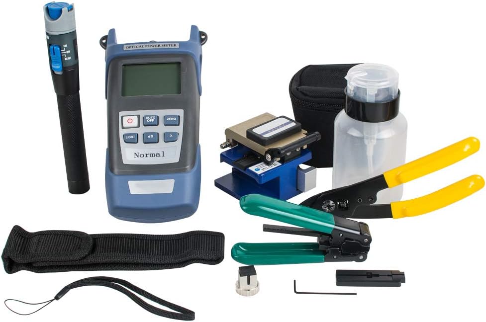 FC-6S FTTH Optic Kit Fiber Cleaver Optical Power Meter Visual Fault Locator Black X900