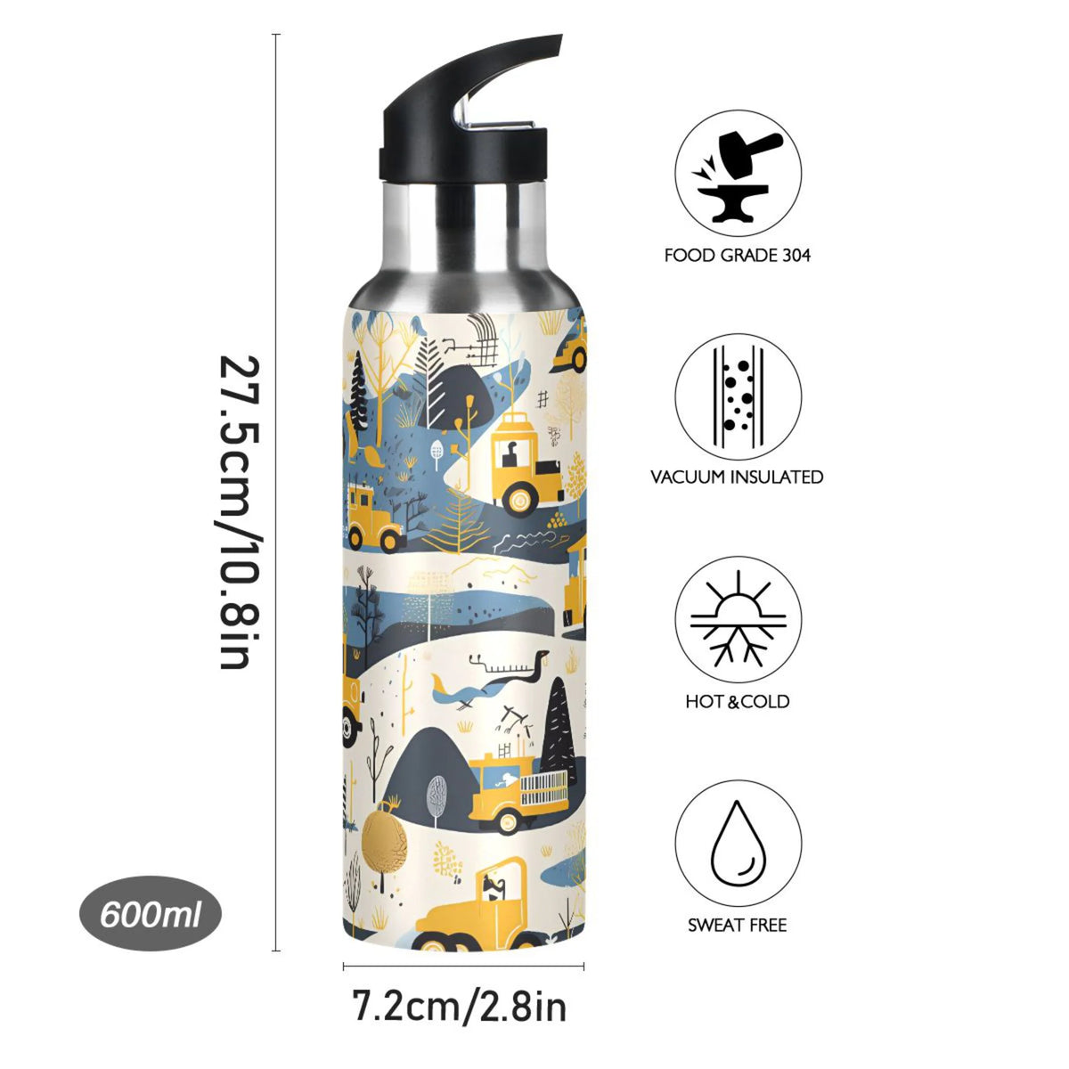 Stainless Steel Insulated Water Bottle with Straw Lid S8976