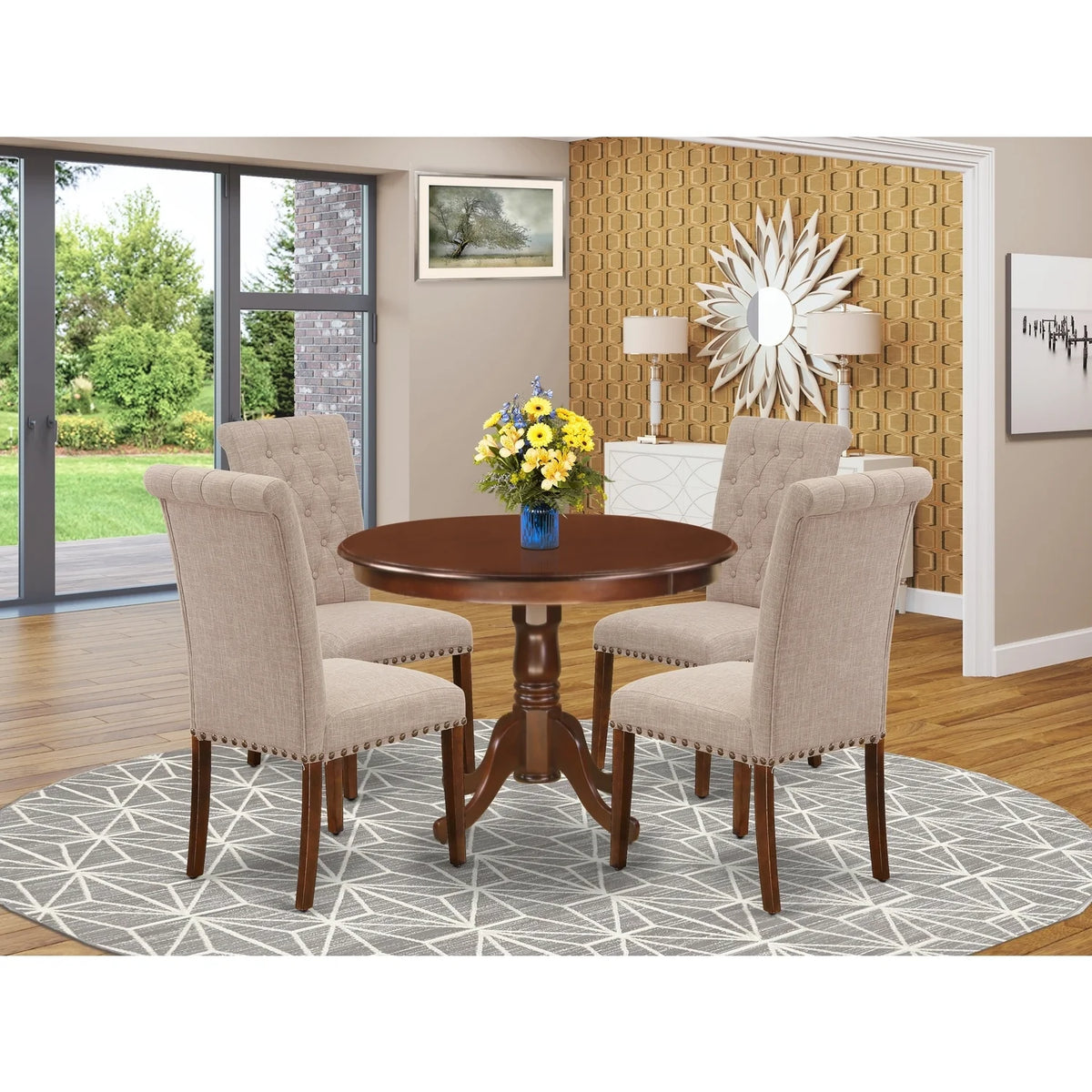 5 Pc Dining Set with Round Table and 4 Chairs P3978