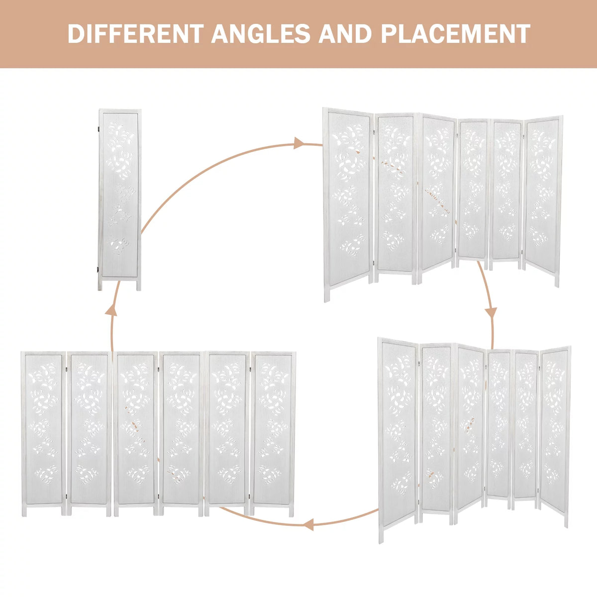 6 Panel Wooden Folding Room Divider Z415380