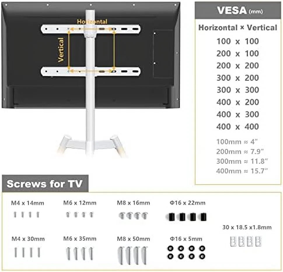 Tripod Easel TV Stand for 37–65 Inch LED LCD Curved Screen TVs up to 77 lbs Height Adjustable with Cable Management and 180° Swivel A712