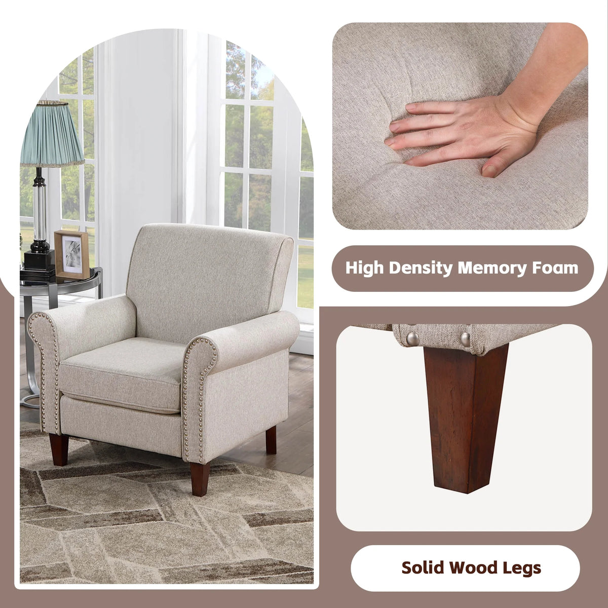 Beige Fabric Accent Chair Z122