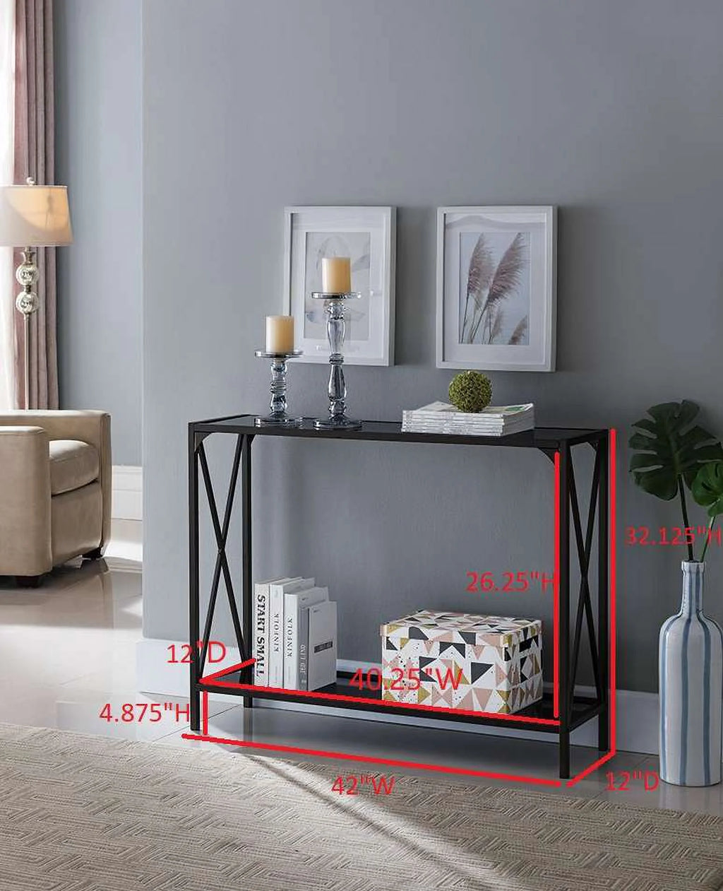 Modern Console Table with Storage Shelf Z564627