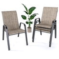 Outdoor Patio Stackable Dining Chairs Set of 4 All-Weather Textilene Y9093