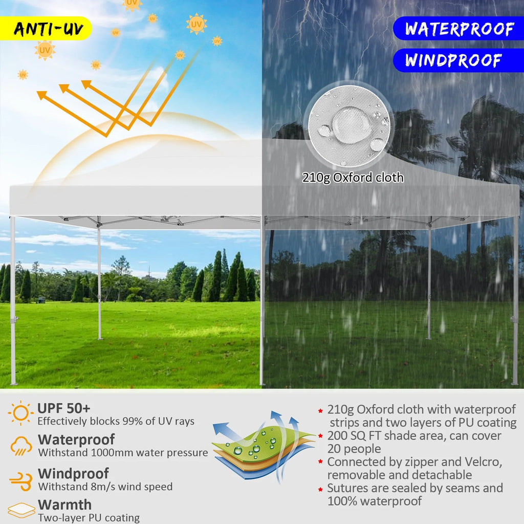 White 10'x20' Waterproof Pop Up Canopy Tent M846960