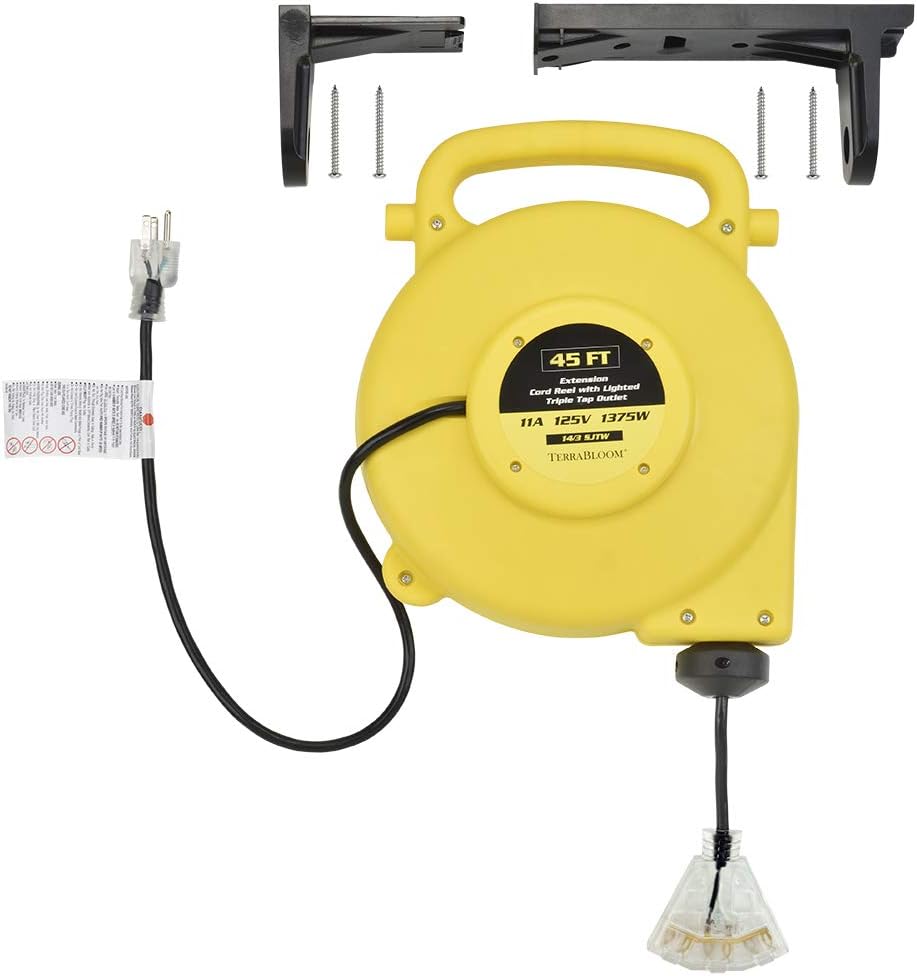 40 Ft 12/3 Retractable Extension Cord Reel with 3 Outlets T334