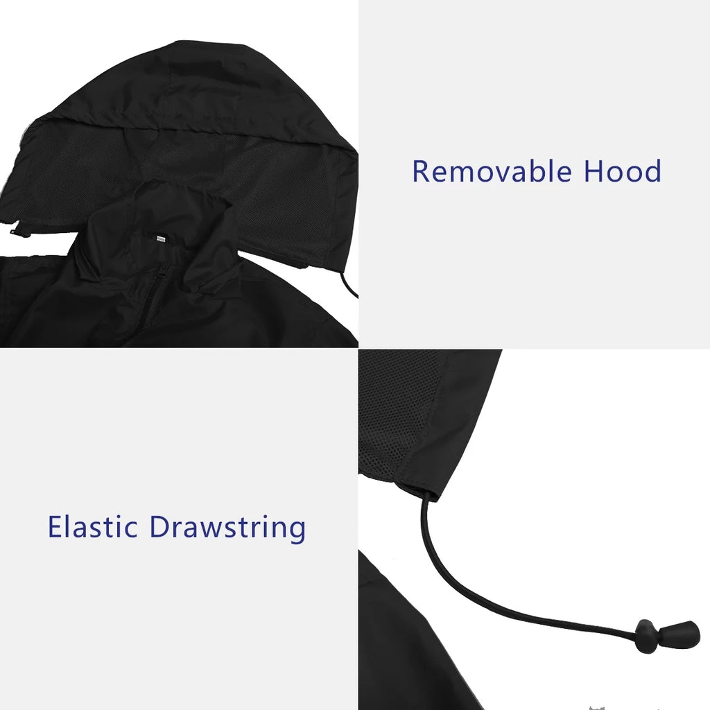 Lightweight Waterproof Hooded Rain Jacket Black XL U860315