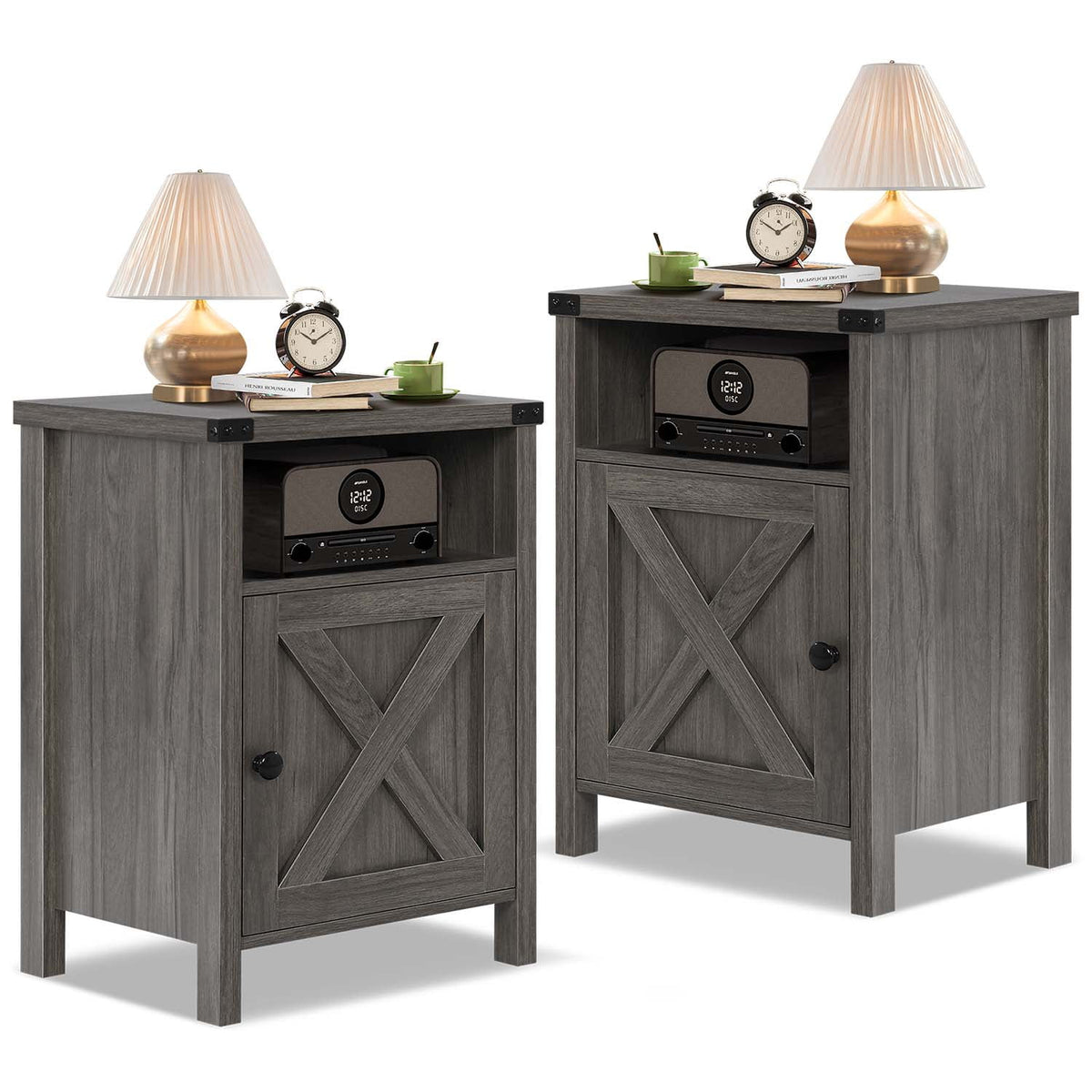 Set of 2 Grey Wash End Table F38685