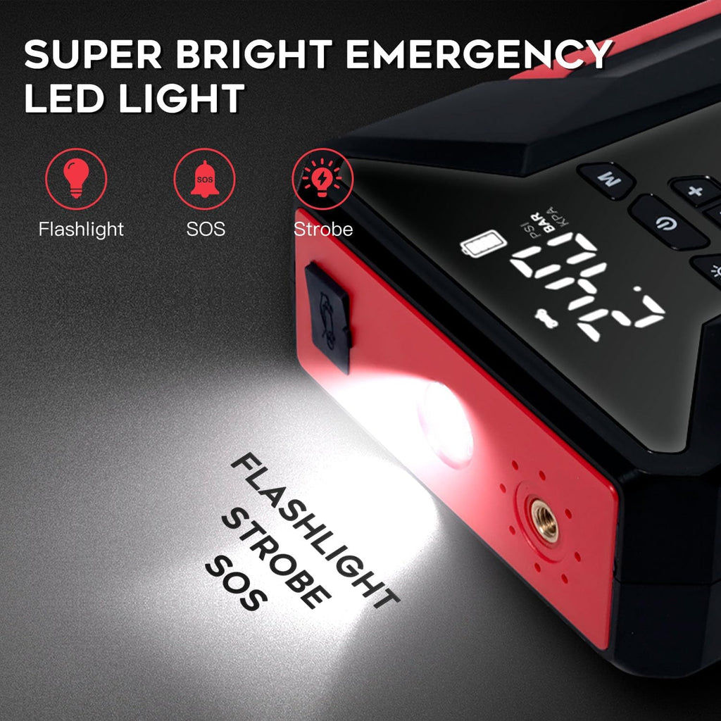 4000A Peak Car Jump Starter with Air Compressor and Emergency LED Light E9548