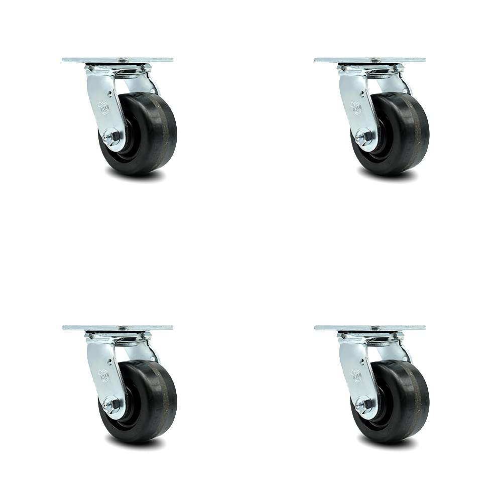 10 Inch Swivel Caster with Brake Semi-Pneumatic Wheel Pack of 2 E785955
