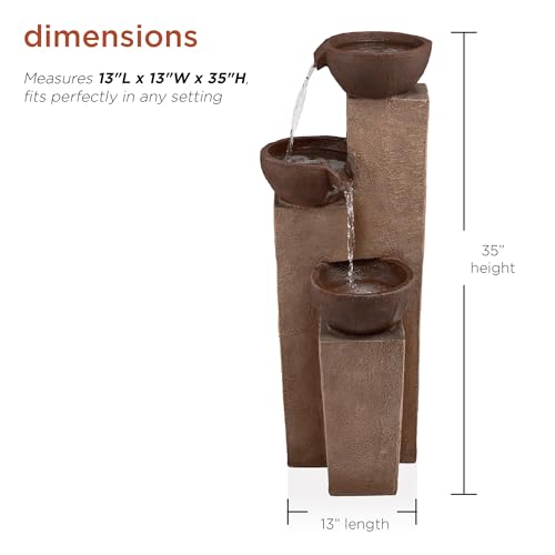 41” Outdoor 3-Tiered Weathered Stone Water Fountain W3307