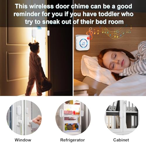 Wireless Door Sensor Chime 500 FT Range 26 Chimes 2 Sensors 1 Receiver B57251