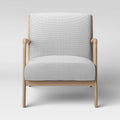 Plaid White/Black Wood Armchair Y17864