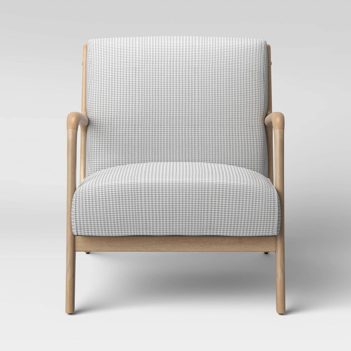 Plaid White/Black Wood Armchair Y17864
