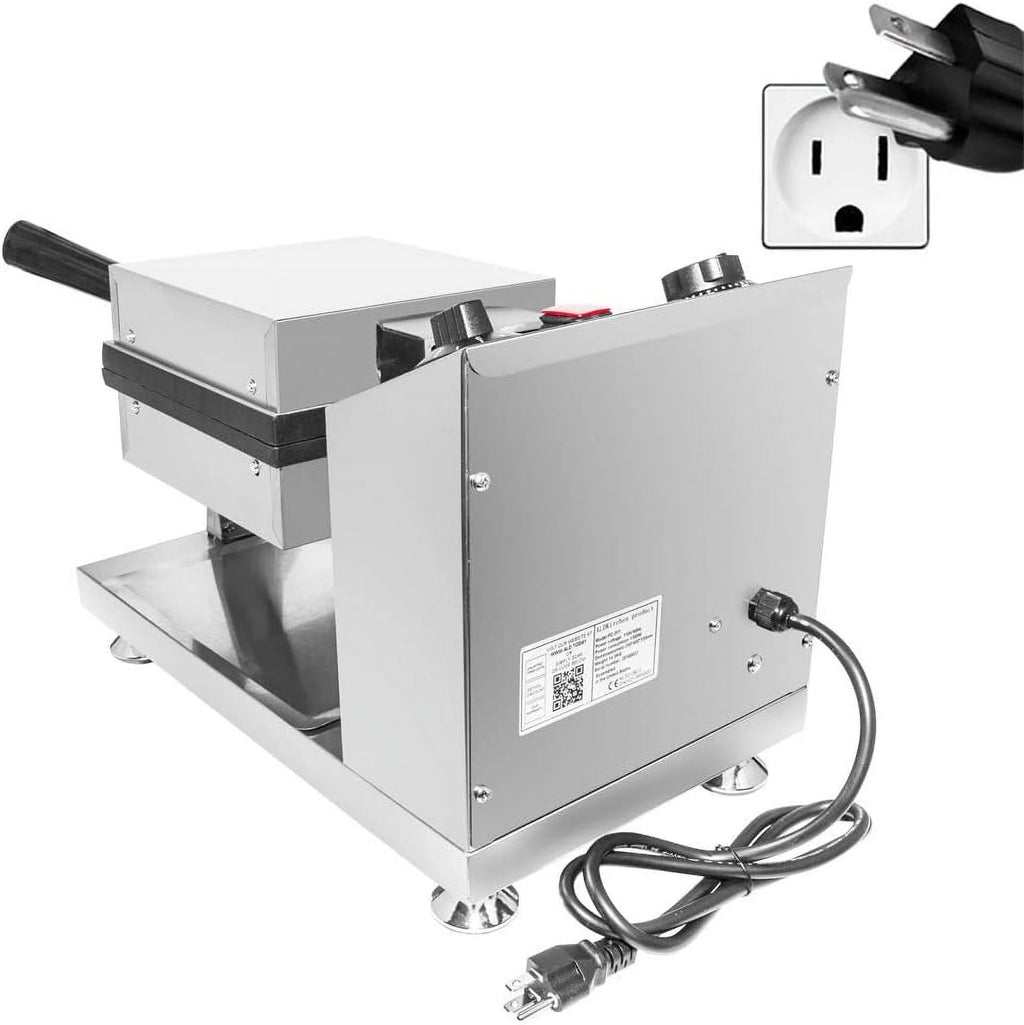 Stainless Steel Square Shaped Nonstick Egg Waffle Maker with Manual Thermostat, 1300W J247961