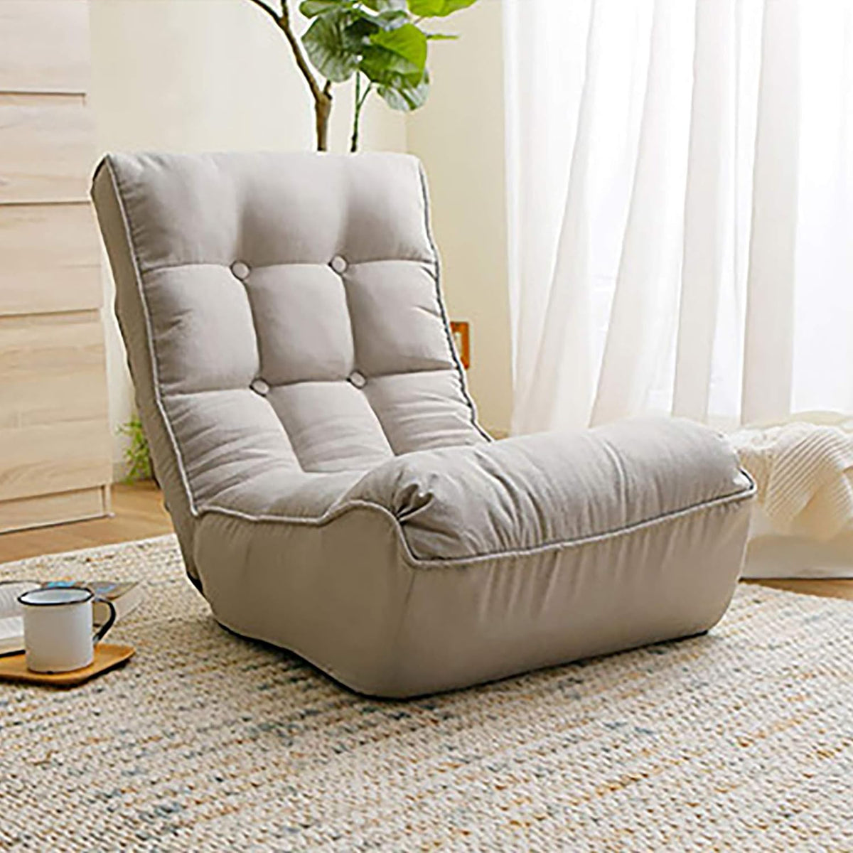 Grey Adjustable Floor Chaise Lounge Chair R71658