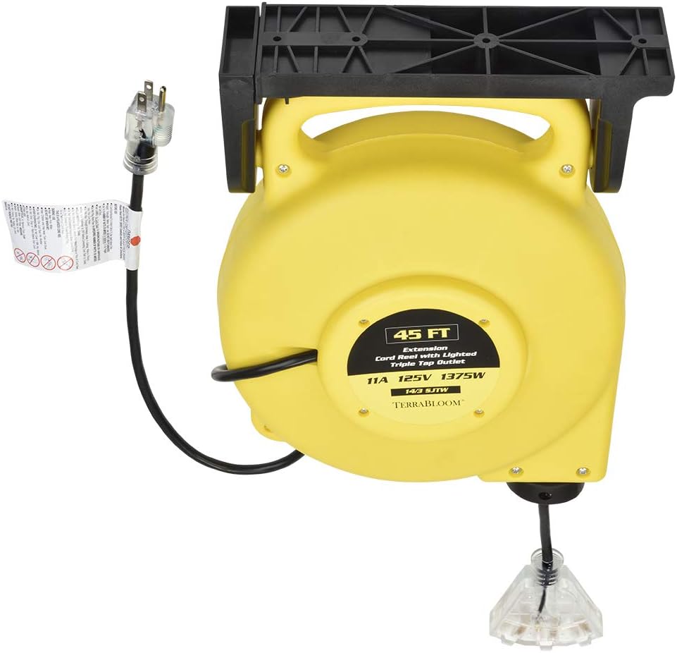 40 Ft 12/3 Retractable Extension Cord Reel with 3 Outlets T334