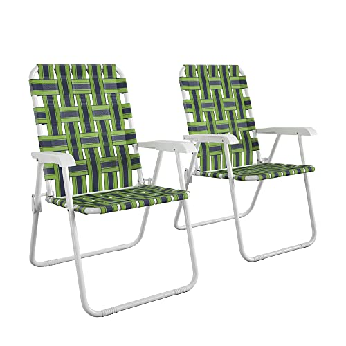 2-Pack Blue and Green Folding Lawn Chairs B174400