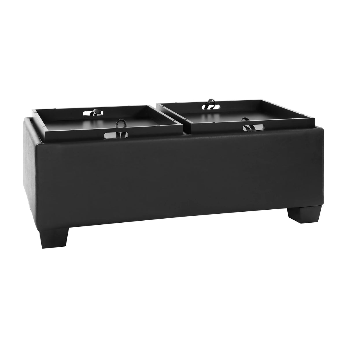 Espresso Faux Leather Upholstered Storage Cocktail Ottoman C6350