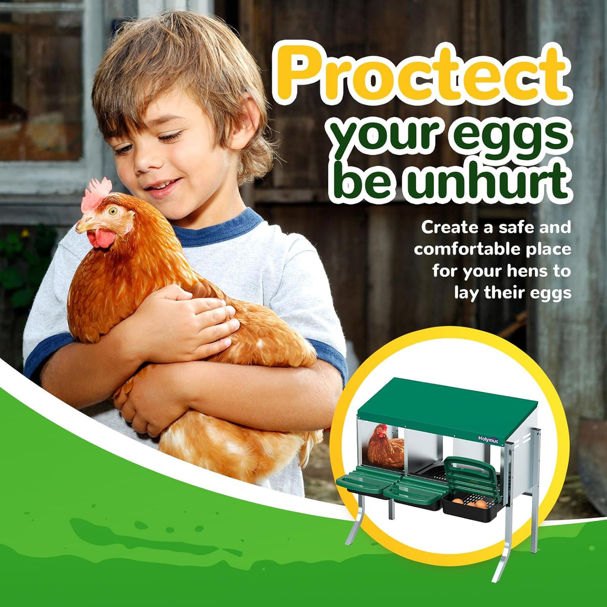 3 Holes Chicken Nesting Box with Metal Legs G535