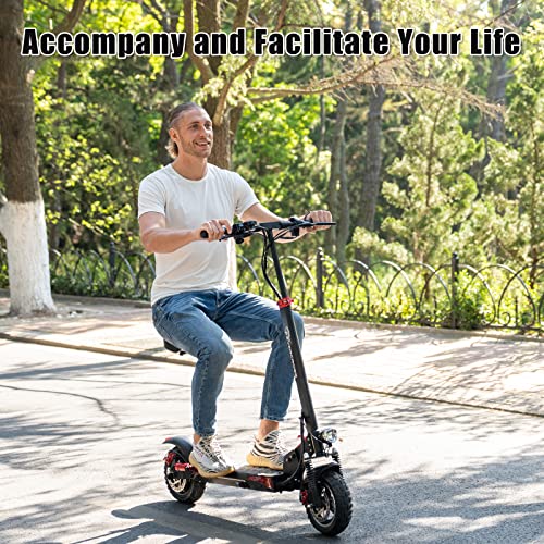 Electric Scooter with 800W Motor, 10'' Solid Tires, Seat & Dual Braking E7005